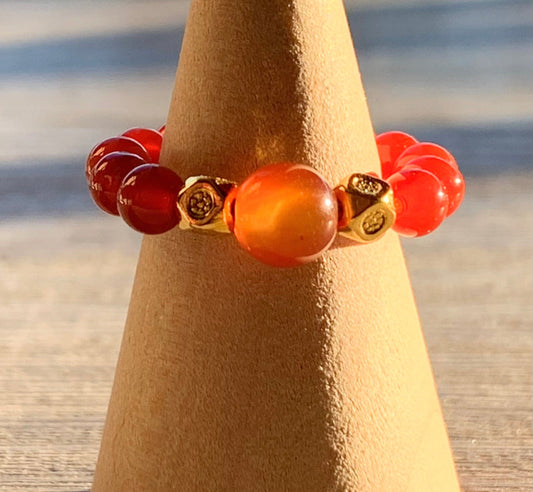 Clementine Carnelian Beaded Expandable (Stretchy) Ring - Born Mystics