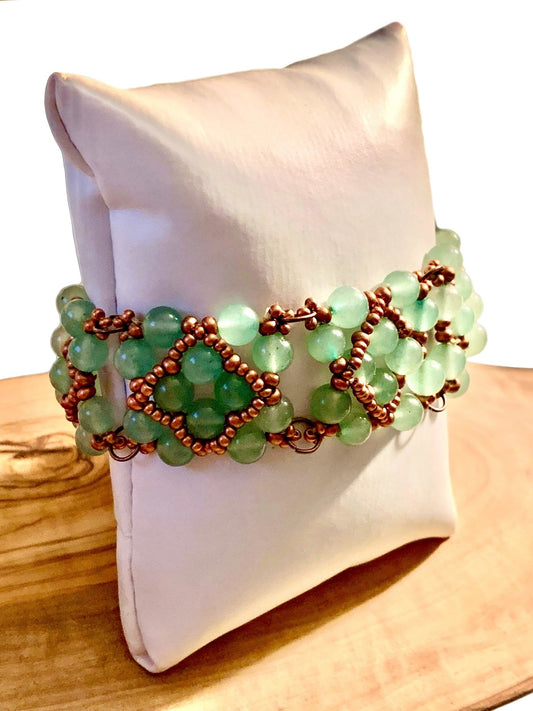 🔴SOLD🔴 Valentina Handmade Green Aventurine Delicate Cuff Style Bracelet - Born Mystics