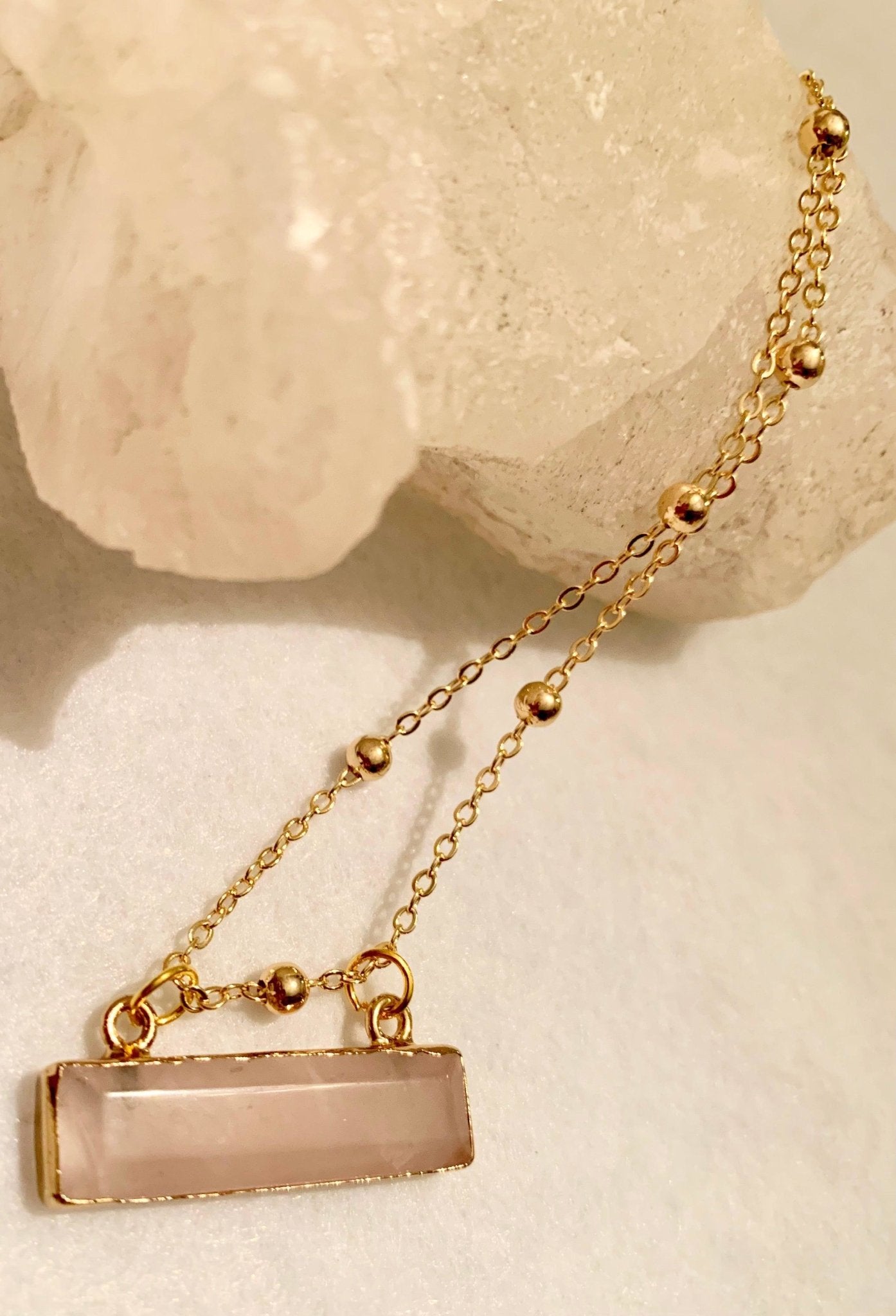 Genuine rose quartz necklace online